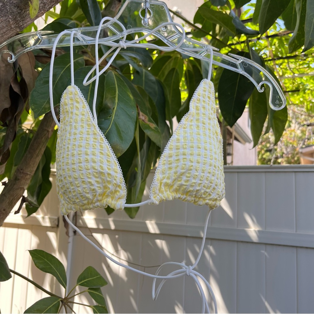 Gingham Yellow and White Bikini Both Top and Bottoms included!